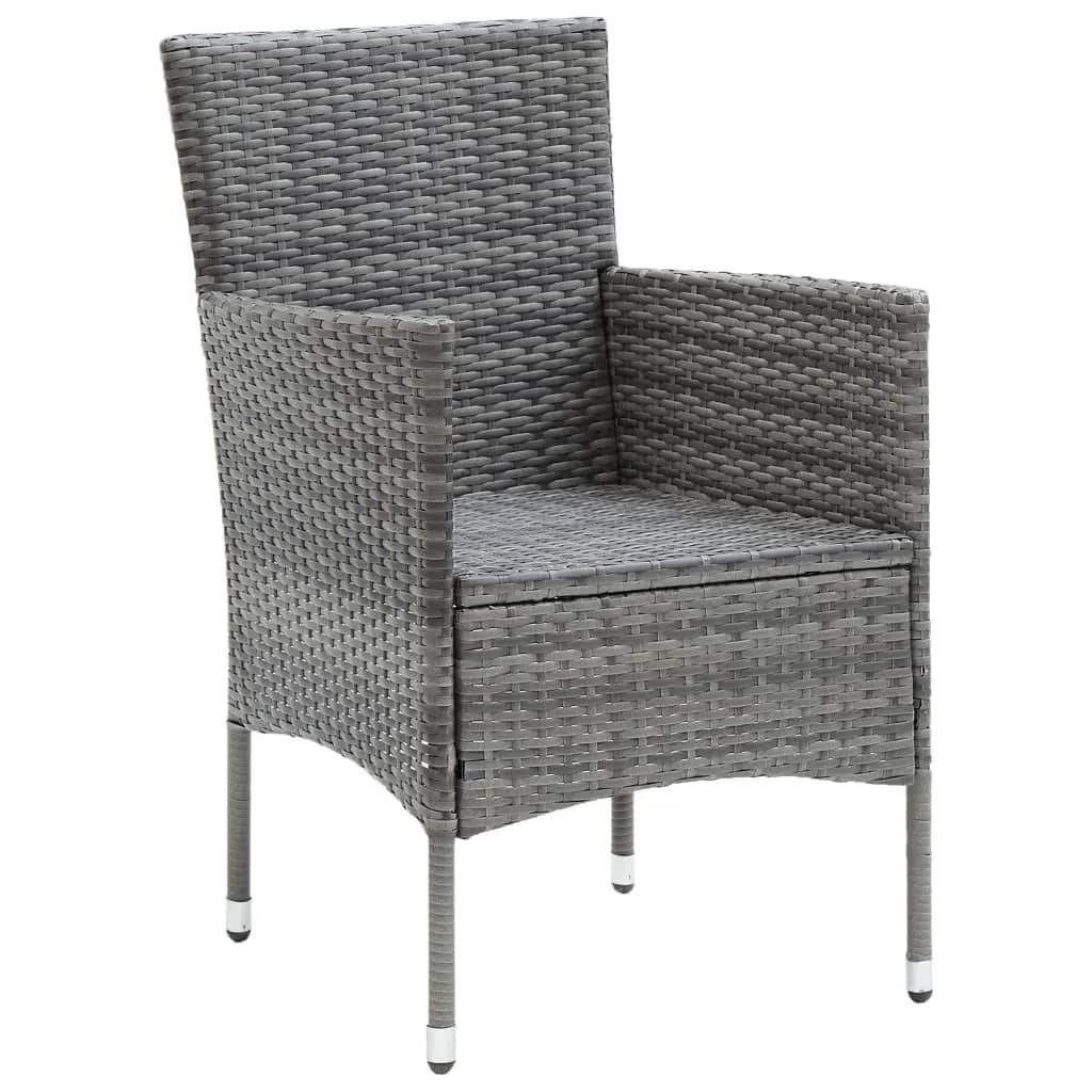 5 Piece Garden Dining Set with Cushions Poly Rattan Grey
