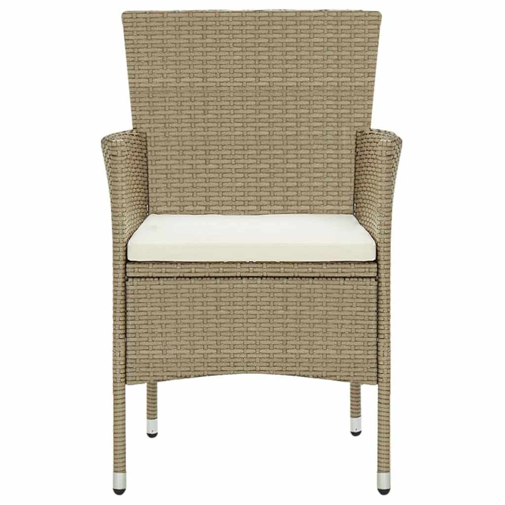 7 Piece Garden Dining Set with Cushions Poly Rattan Beige