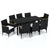 9 Piece Garden Dining Set with Cushions Poly Rattan Black