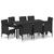 9 Piece Garden Dining Set with Cushions Poly Rattan Black