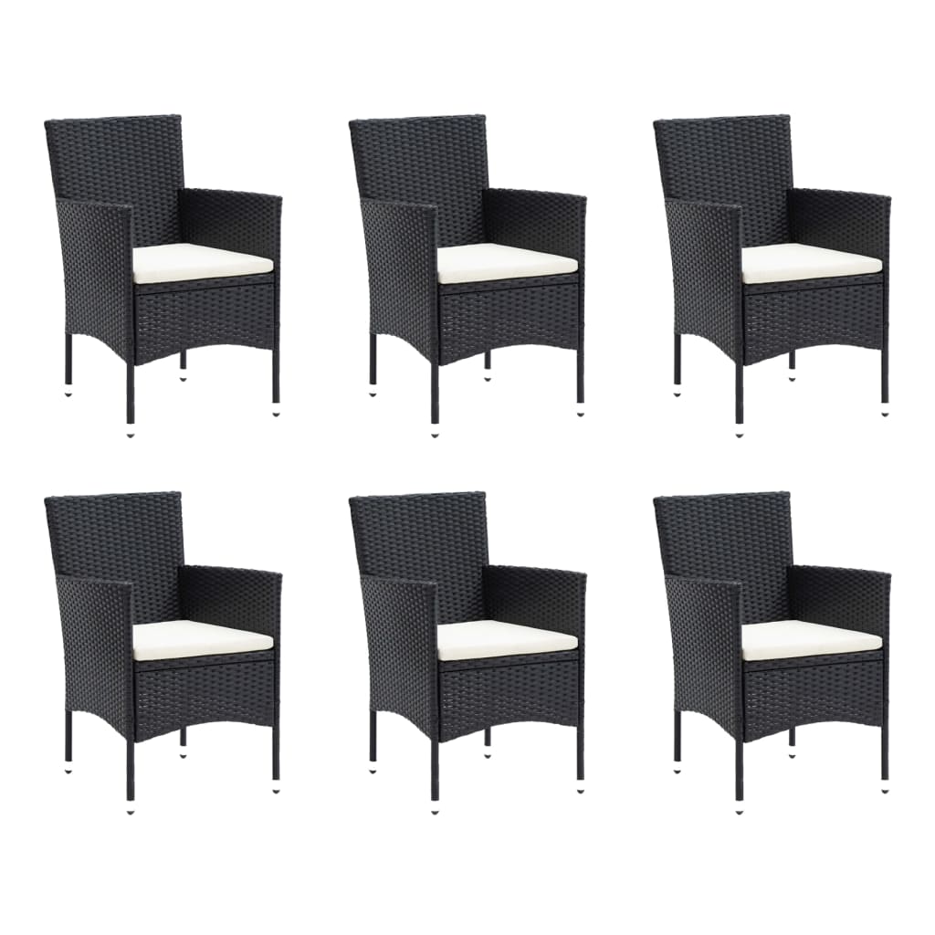 9 Piece Garden Dining Set with Cushions Poly Rattan Black