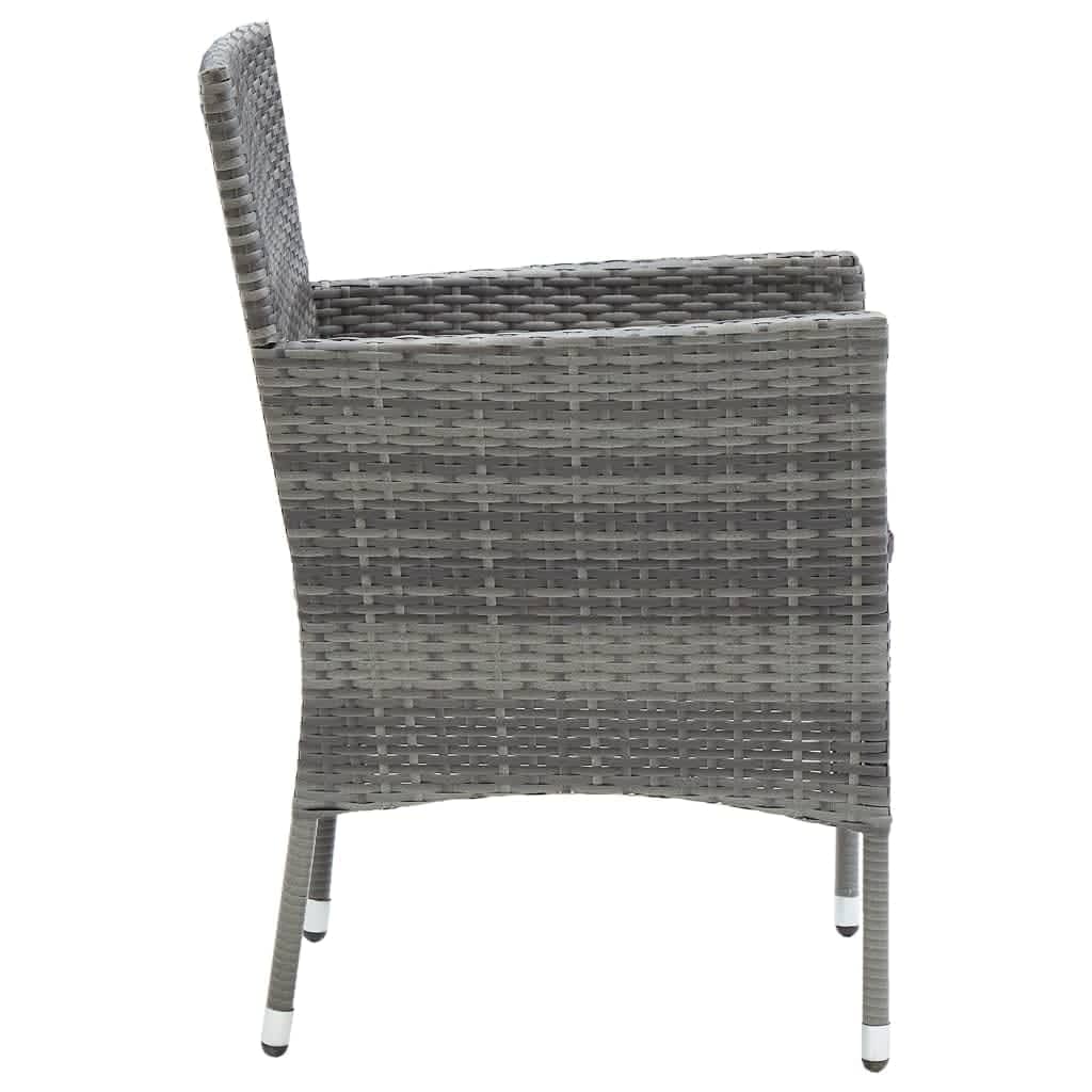 3 Piece Garden Dining Set with Cushions Poly Rattan Grey