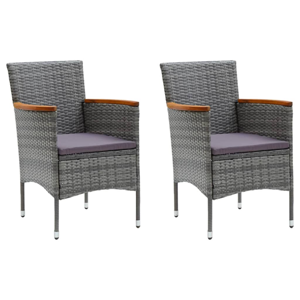 3 Piece Garden Dining Set with Cushions Poly Rattan Grey