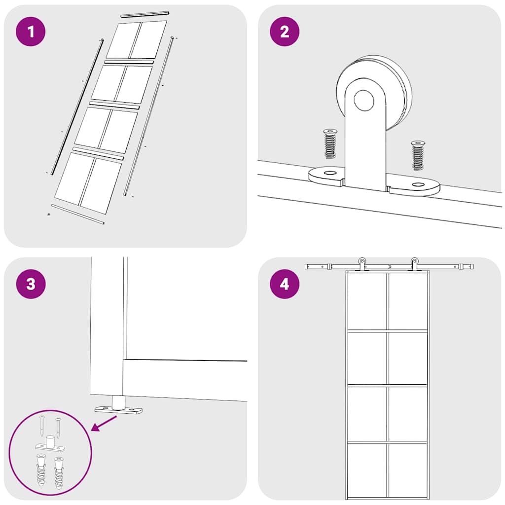 Sliding Door Black 76x205 cm ESG Glass and Aluminium