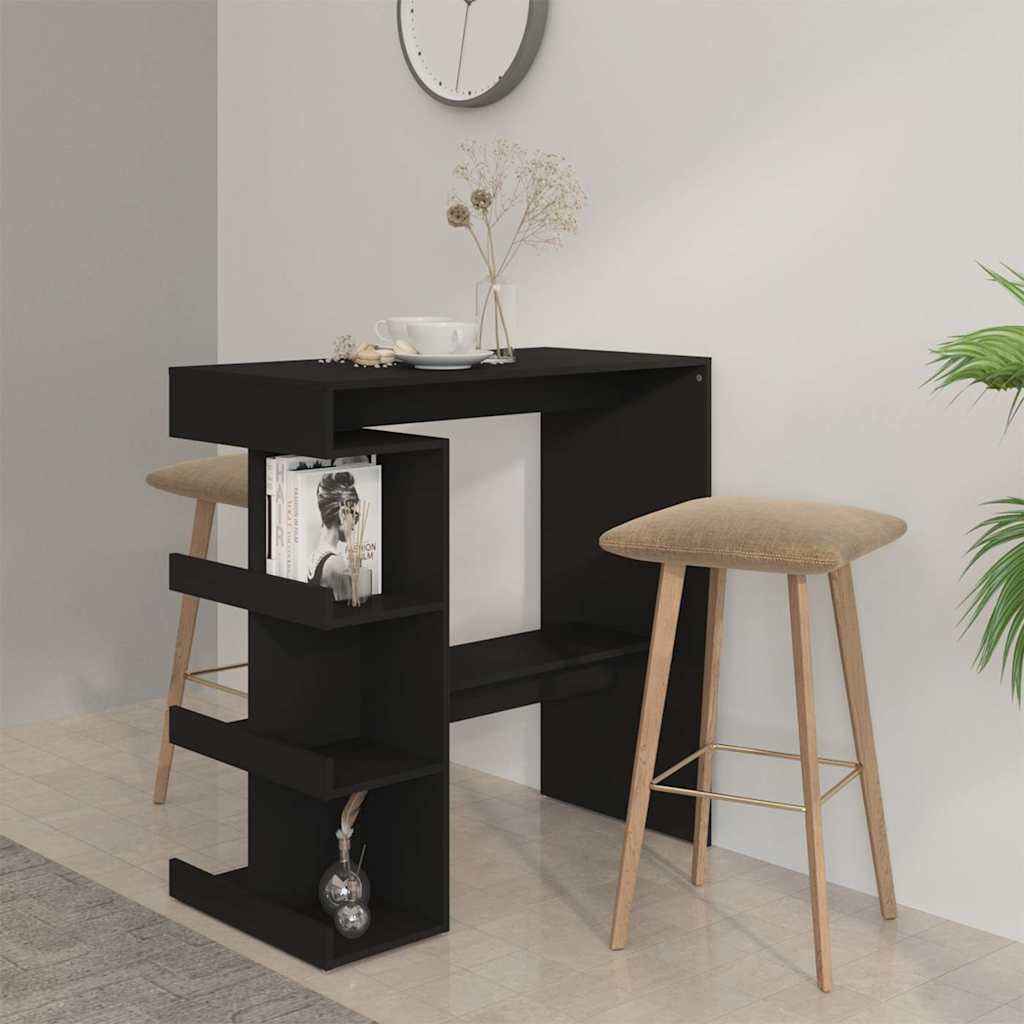 Bar Table with Storage Rack Black 100x50x101.5 cm
