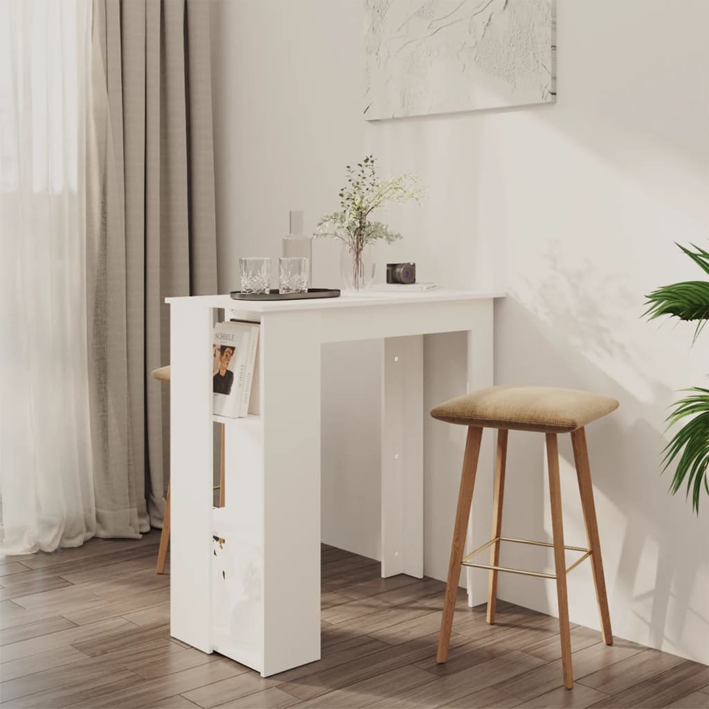 Bar Table with Shelf White 102x50x103.5 cm Engineered Wood