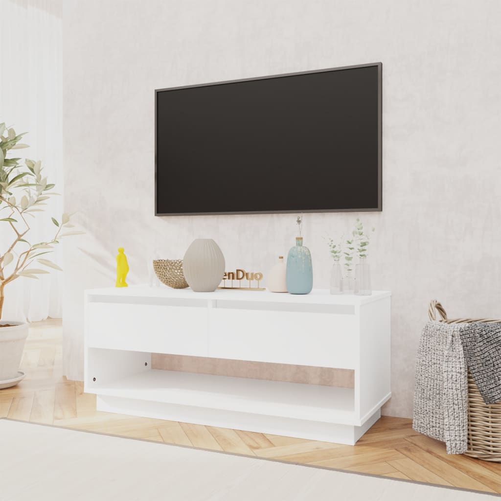 TV Cabinet White 102x41x44 cm Engineered Wood