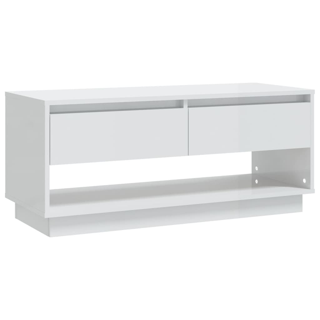 TV Cabinet High Gloss White 102x41x44 cm Engineered Wood