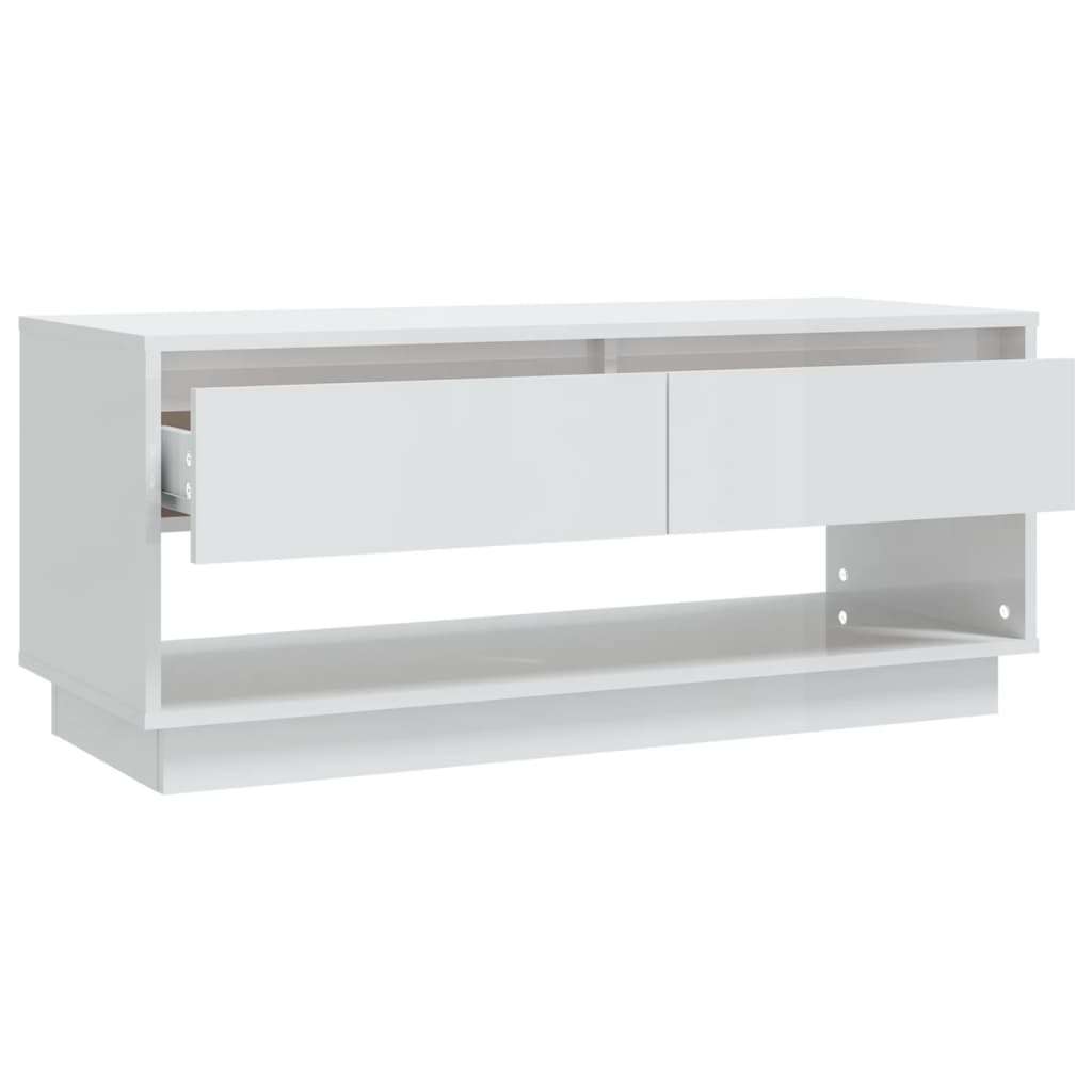 TV Cabinet High Gloss White 102x41x44 cm Engineered Wood