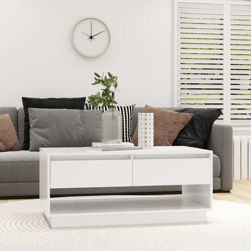 Coffee Table White 102.5x55x44 cm Engineered Wood