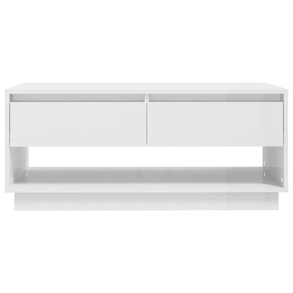 Coffee Table High Gloss White 102.5x55x44 cm Engineered Wood