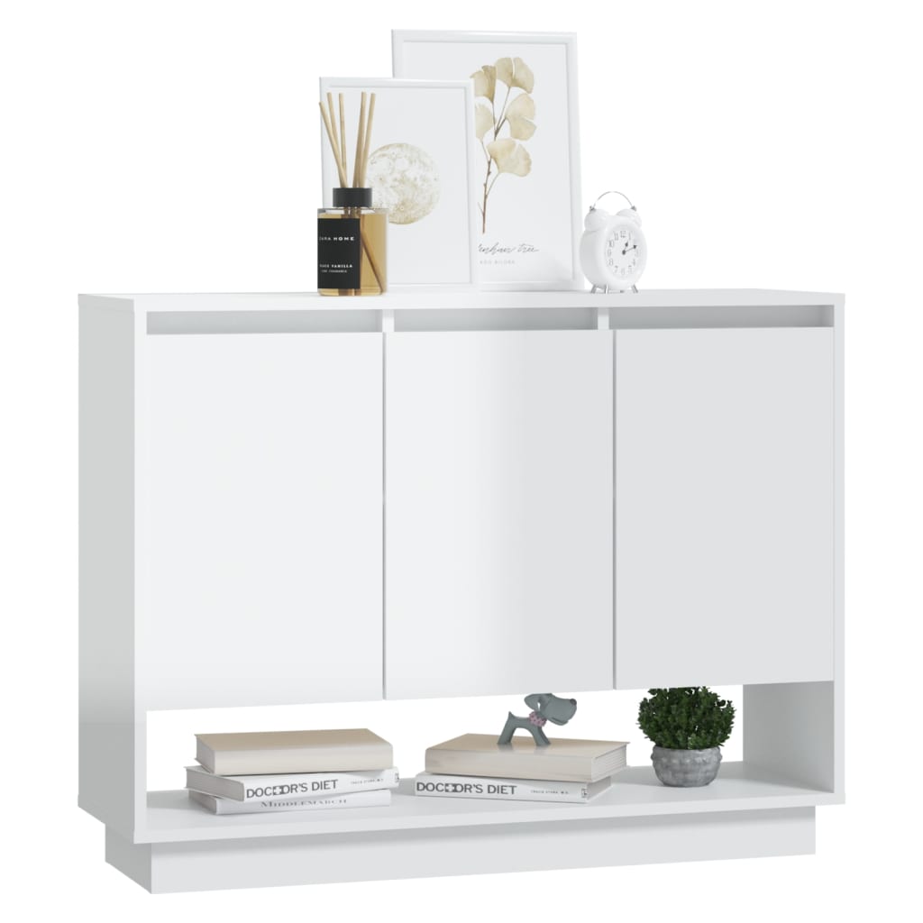 Sideboard High Gloss White 97x31x75 cm Engineered Wood