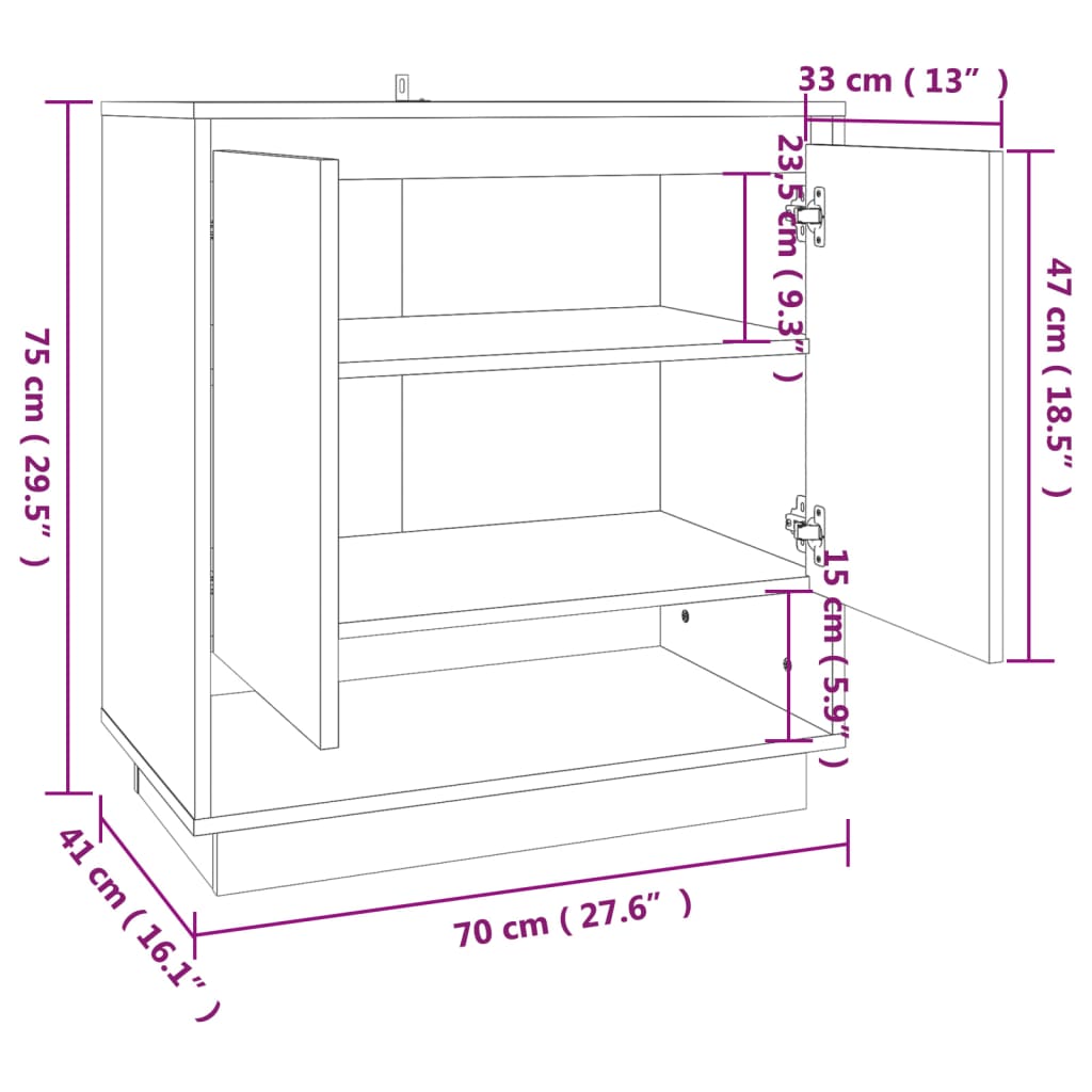 Sideboard Black 70x41x75 cm Engineered Wood