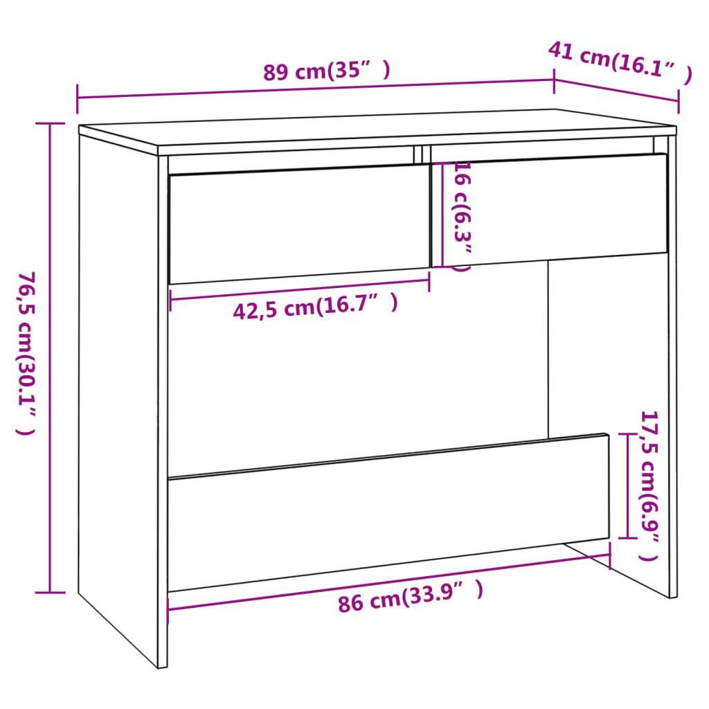Console Table White 89x41x76.5 cm Engineered Wood