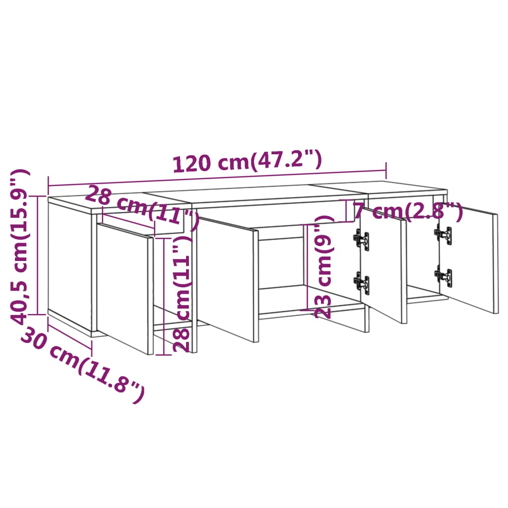 TV Cabinet Sonoma Oak 120x30x40.5 cm Engineered Wood