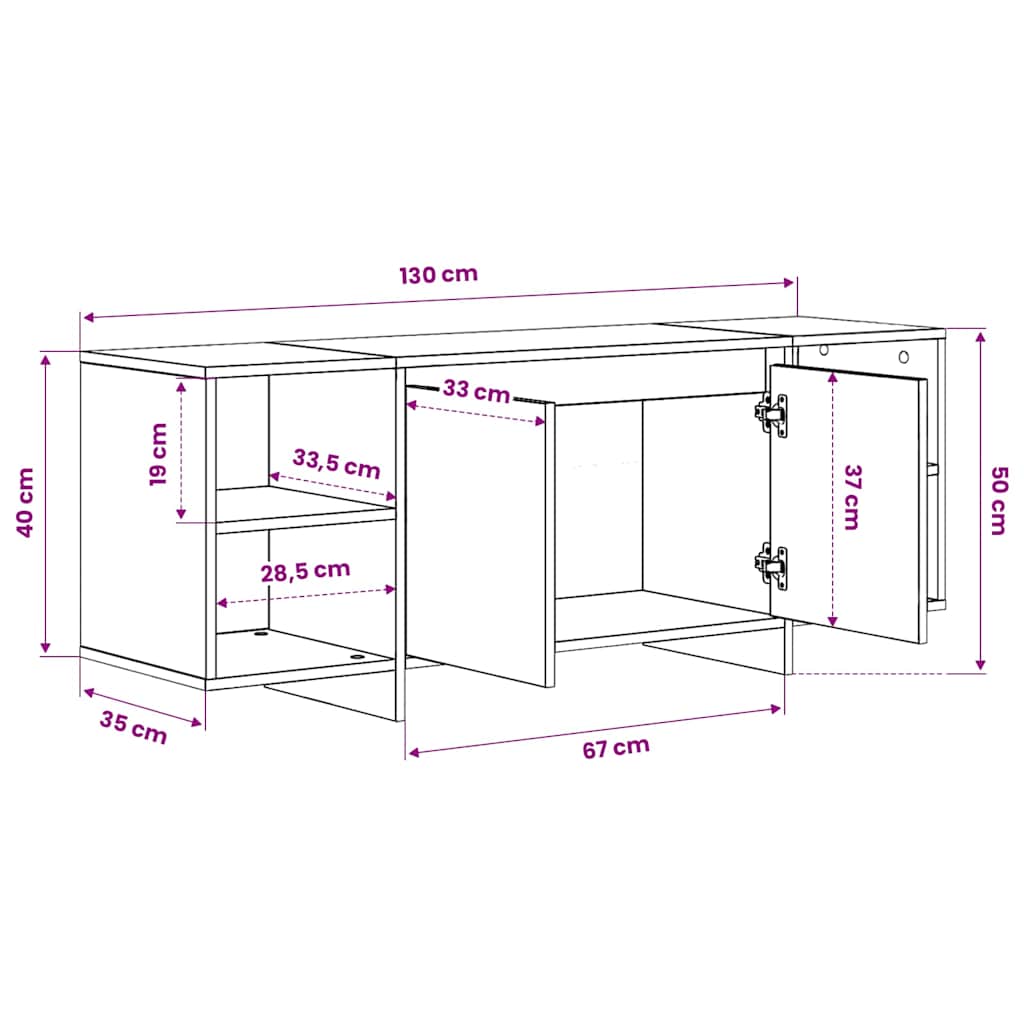 TV Cabinet White 130x35x50 cm Engineered Wood