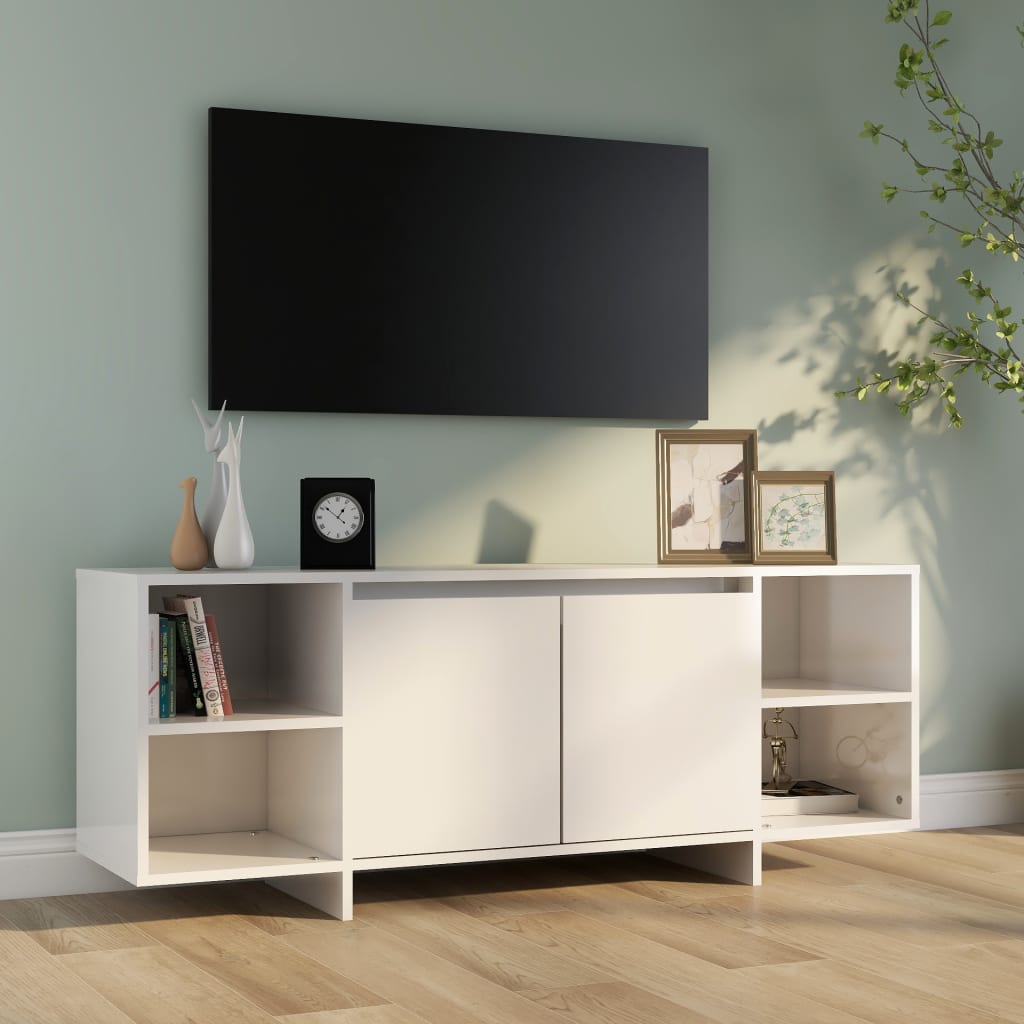 TV Cabinet High Gloss White 130x35x50 cm Engineered Wood