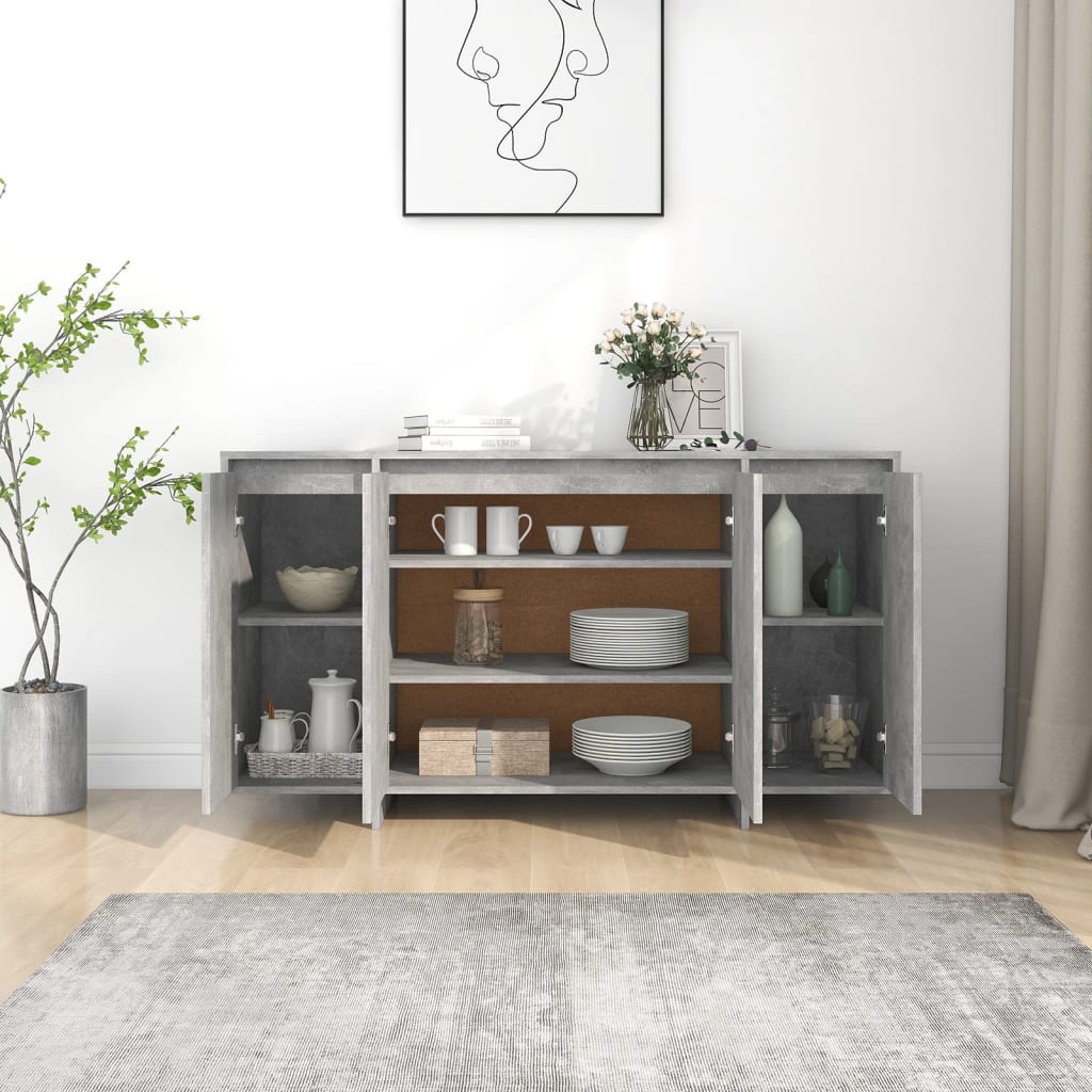 Sideboard Concrete Grey 135x41x75 cm Engineered Wood