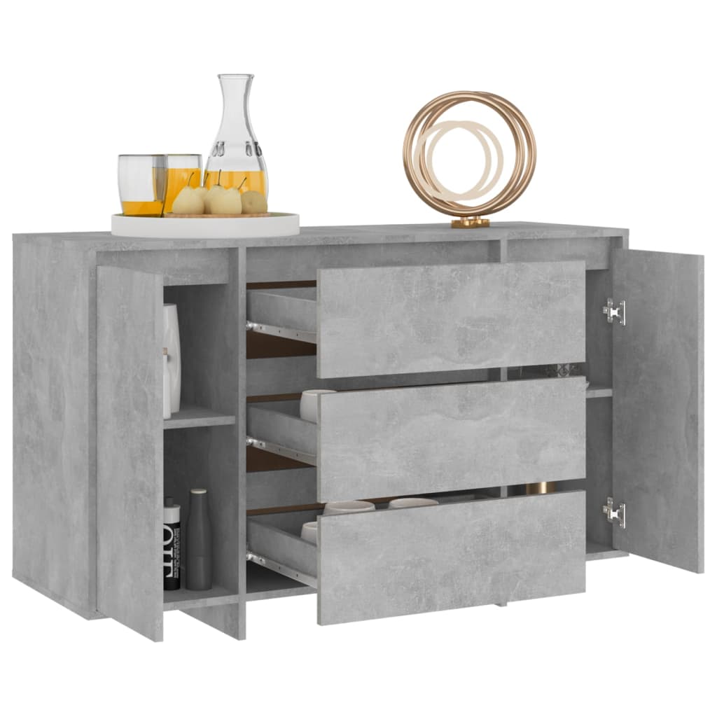 Sideboard with 3 Drawers Concrete Grey 120x41x75 cm Engineered Wood