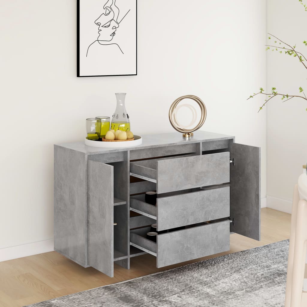 Sideboard with 3 Drawers Concrete Grey 120x41x75 cm Engineered Wood