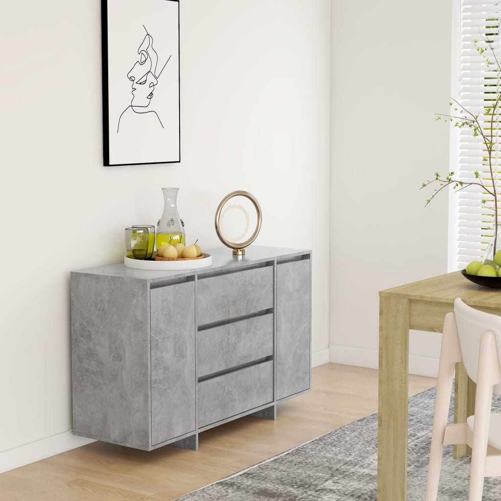 Sideboard with 3 Drawers Concrete Grey 120x41x75 cm Engineered Wood