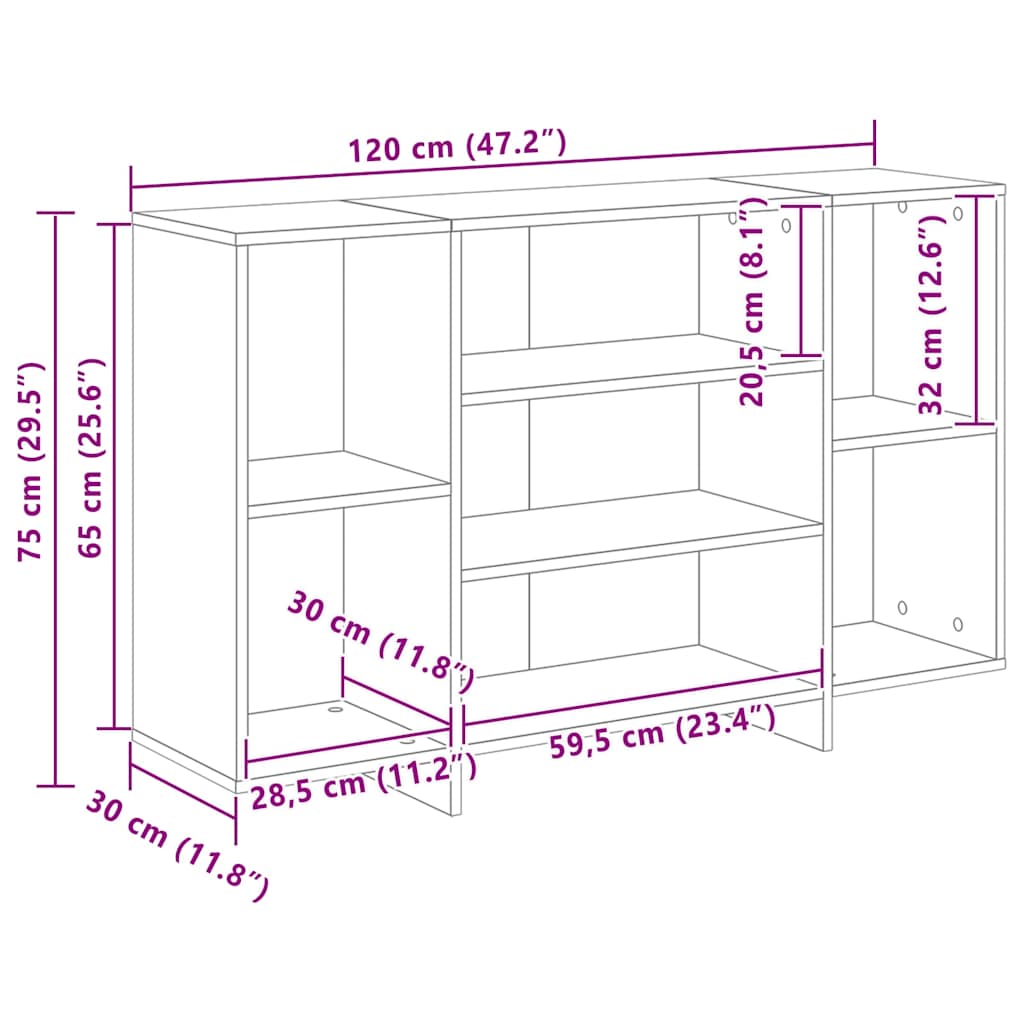 Sideboard White 120x30x75 cm Engineered Wood