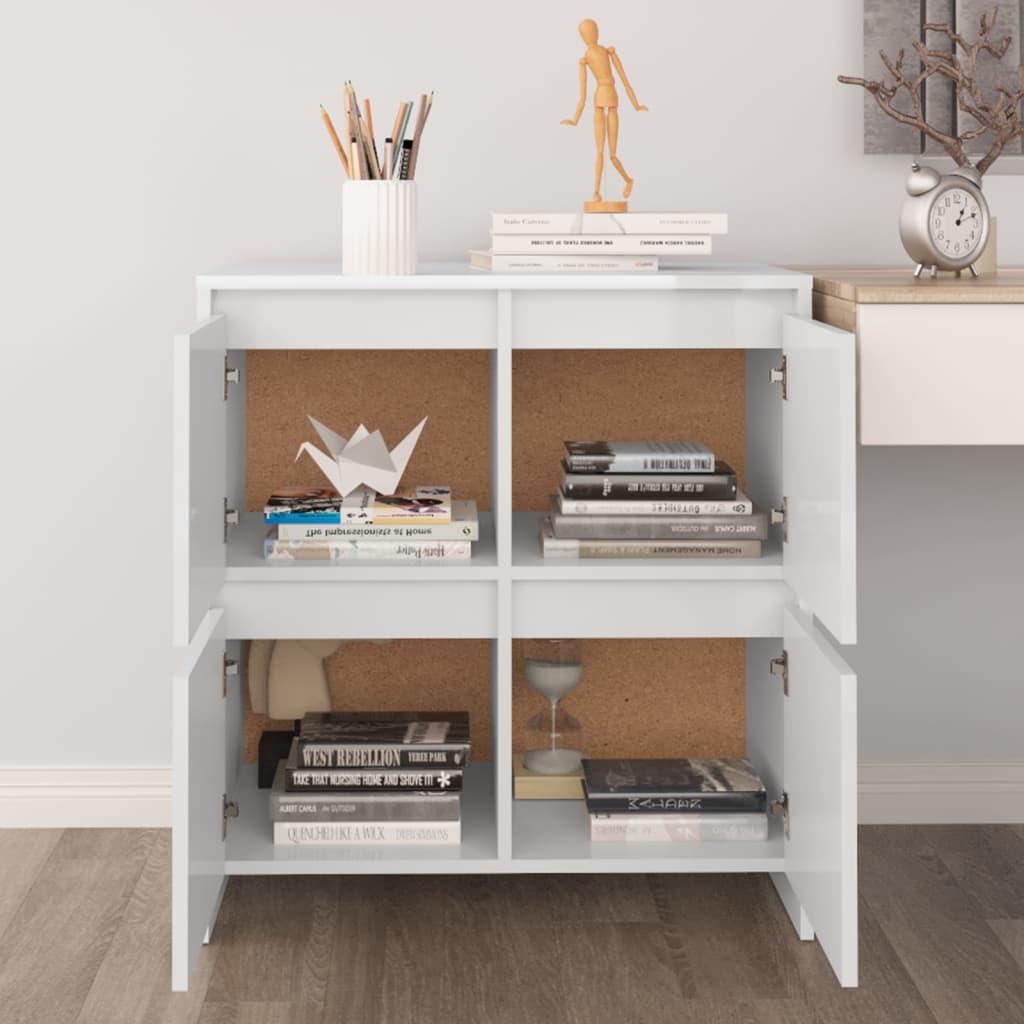 Sideboard High Gloss White 70x41x75 cm Engineered Wood