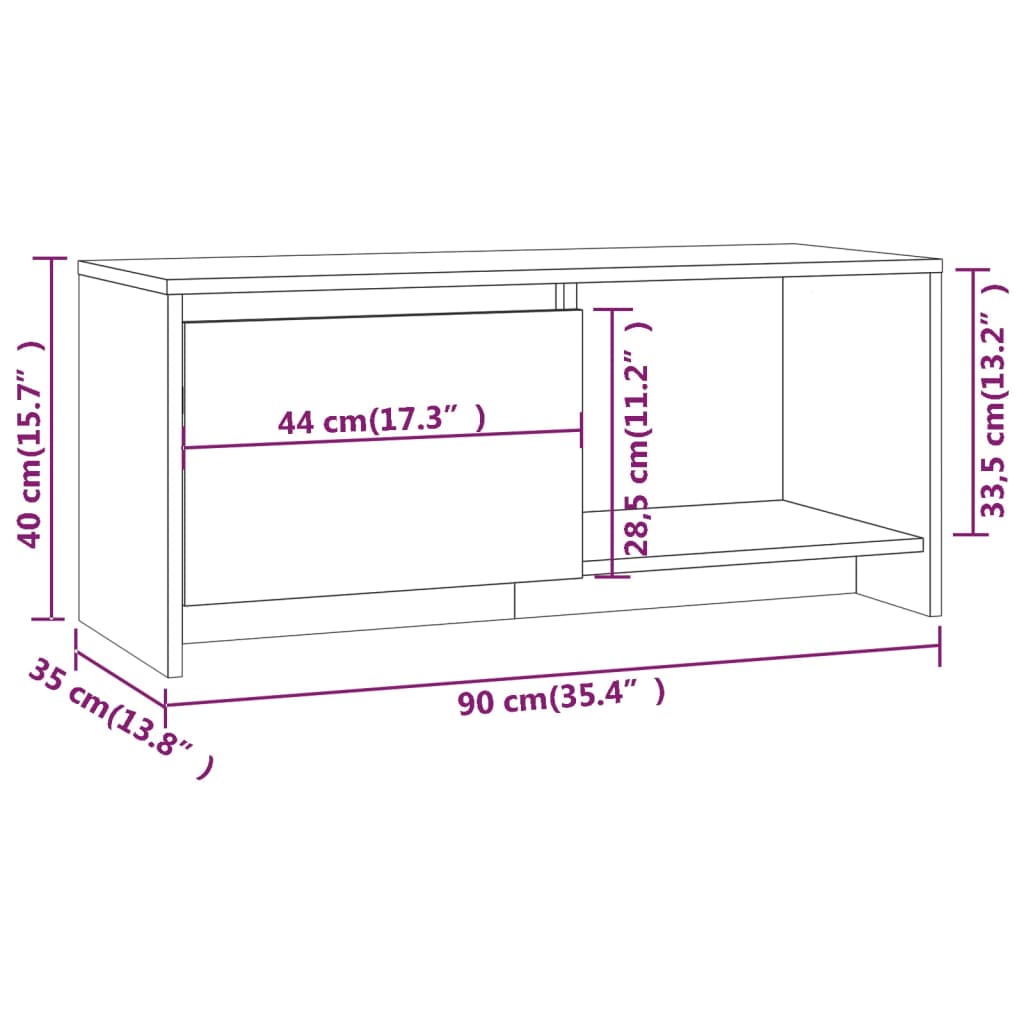 TV Cabinet Sonoma Oak 90x35x40 cm Engineered Wood