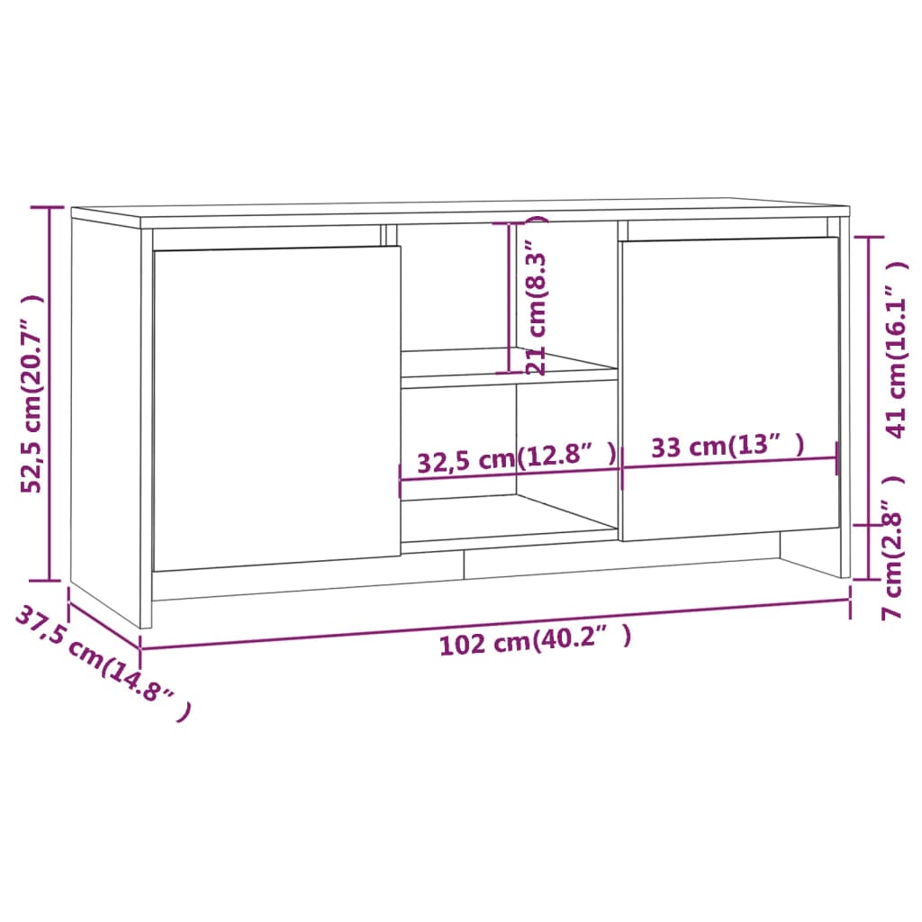 TV Cabinet White 102x37.5x52.5 cm Engineered Wood