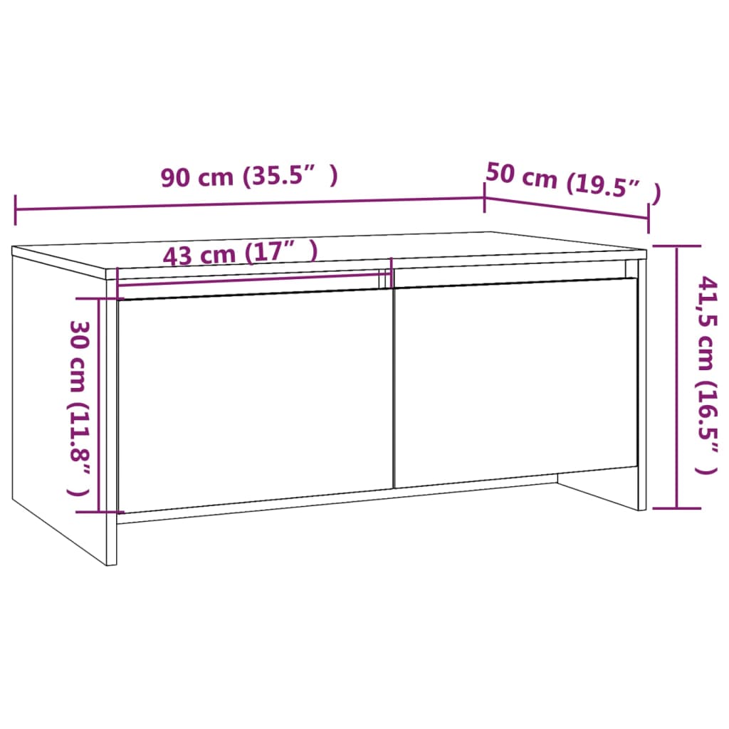 Coffee Table White 90x50x41.5 cm Engineered Wood