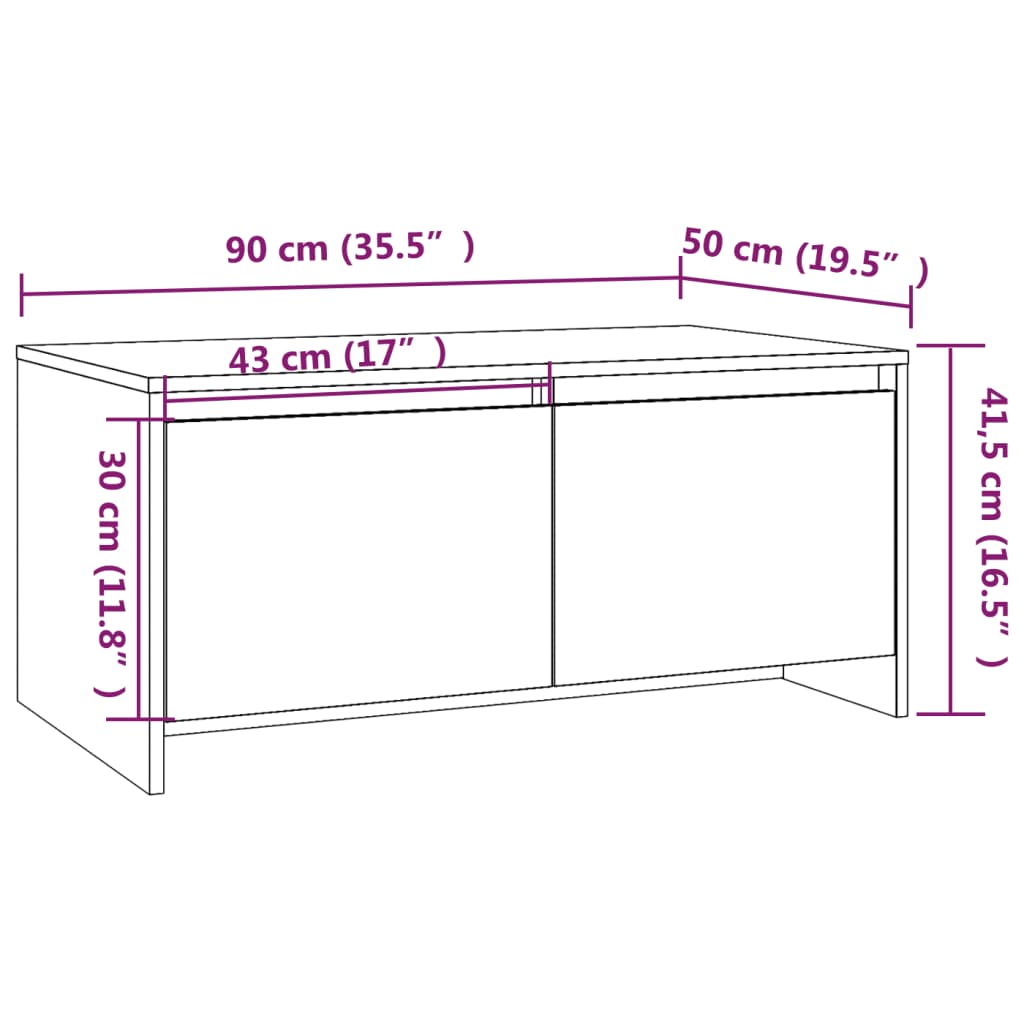 Coffee Table Sonoma Oak 90x50x41.5 cm Engineered Wood