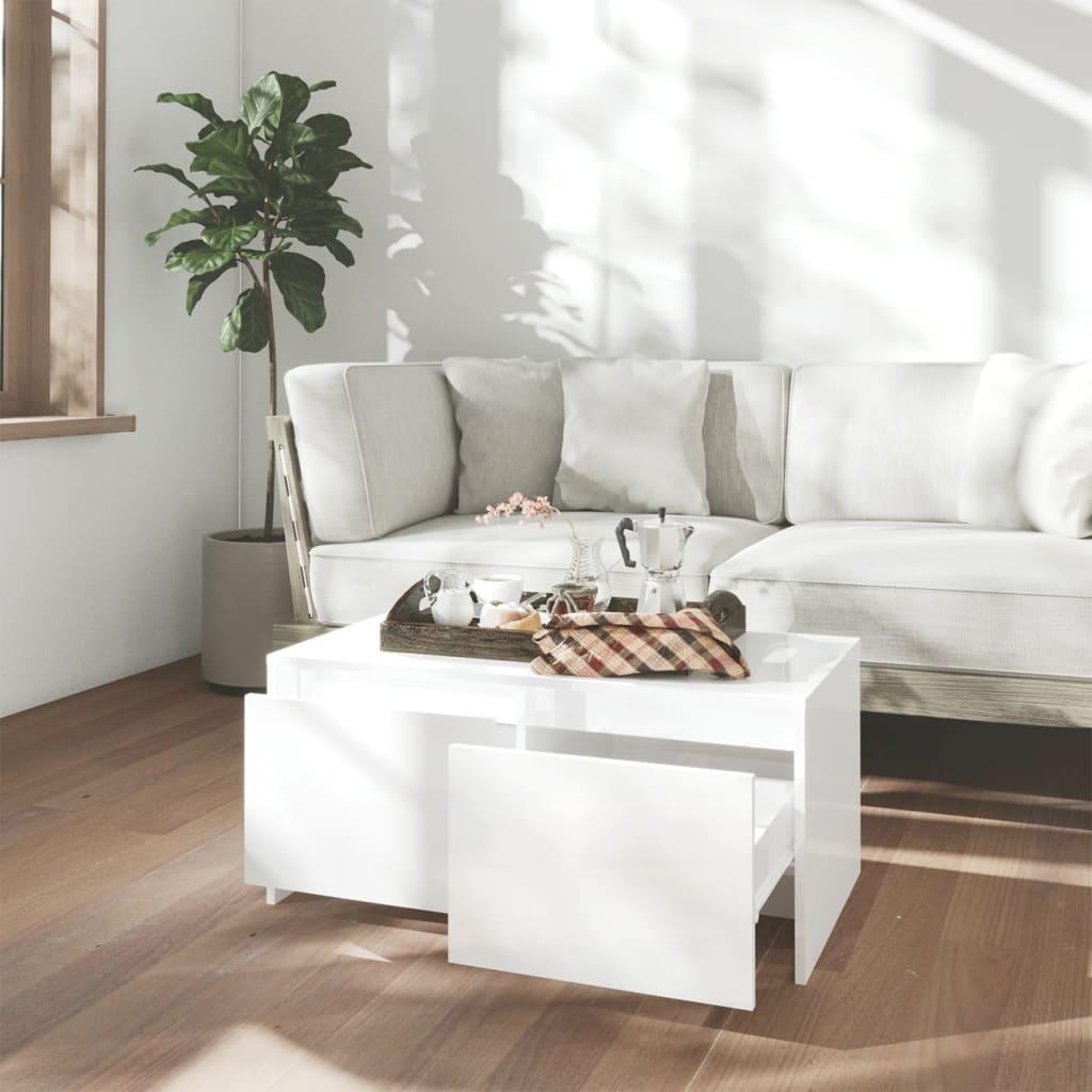 Coffee Table High Gloss White 90x50x41.5 cm Engineered Wood