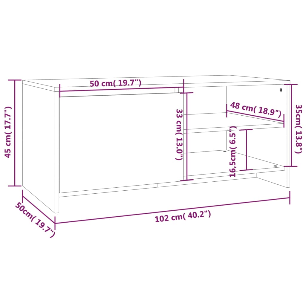 Coffee Table Black 102x50x45 cm Engineered Wood