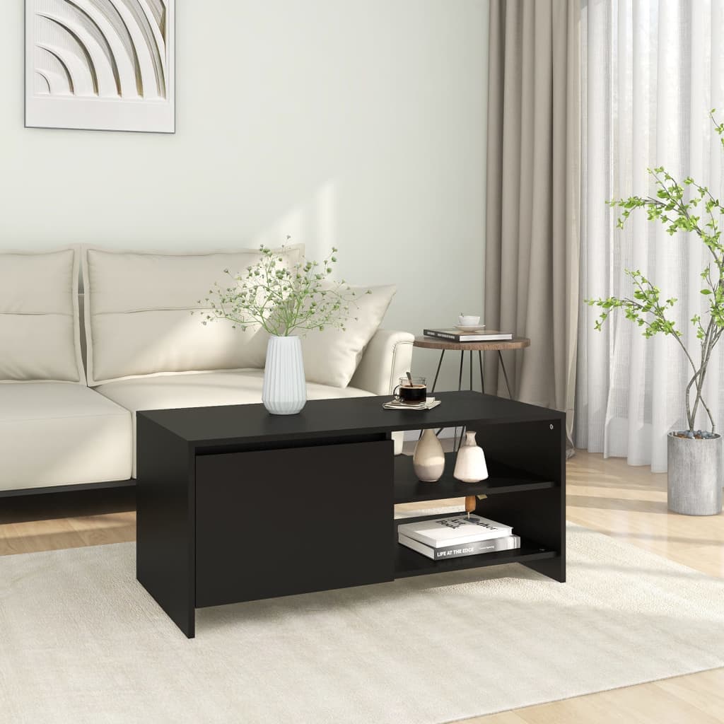 Coffee Table Black 102x50x45 cm Engineered Wood