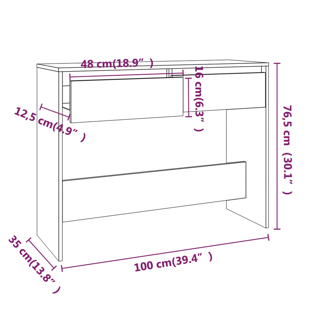 Console Table Concrete Grey 100x35x76.5 cm Engineered Wood