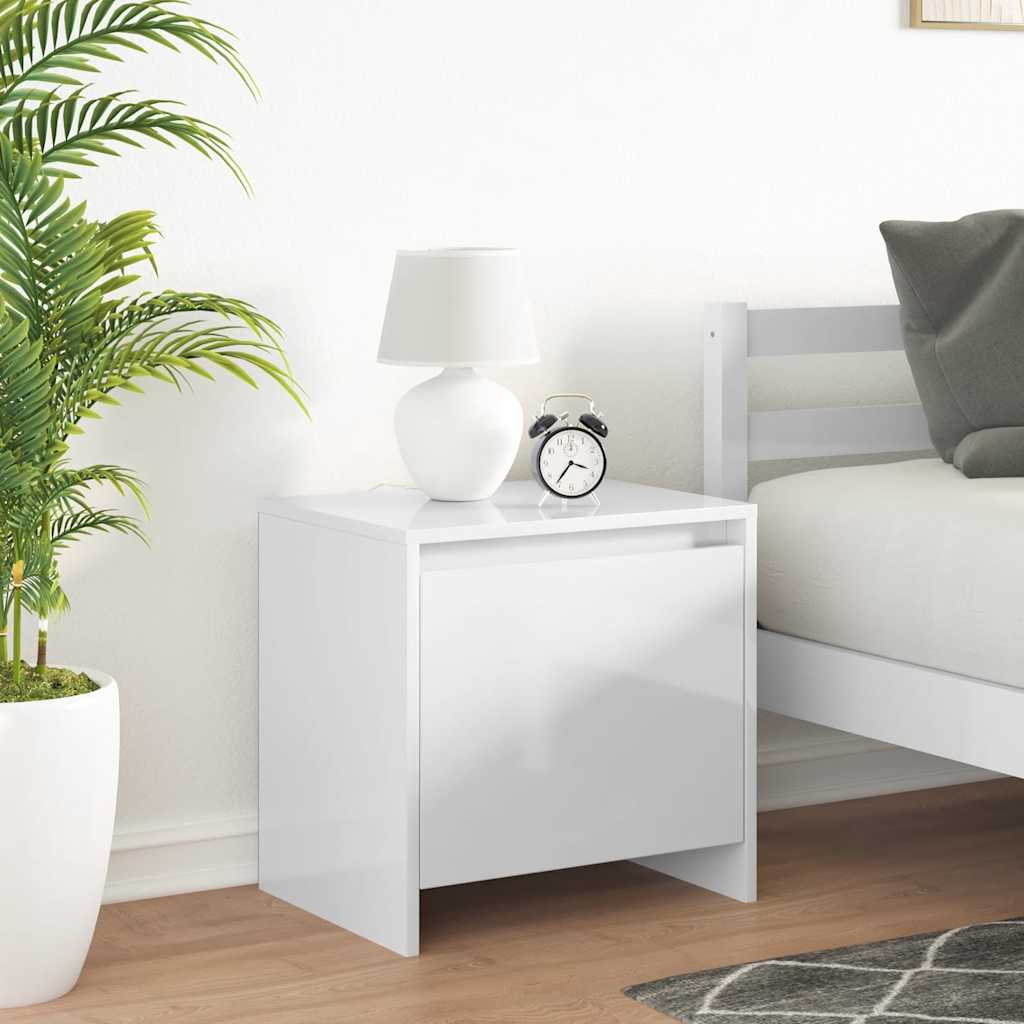 Bedside Cabinet High Gloss White 45x34x44.5 cm Engineered Wood