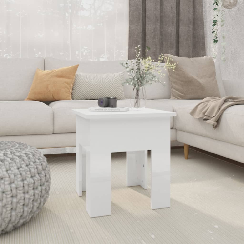 Coffee Table High Gloss White 40x40x42 cm Engineered Wood