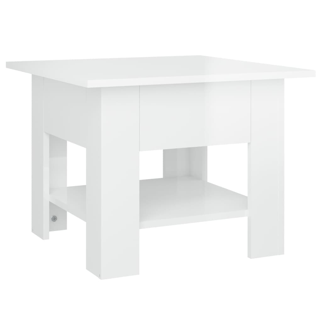 Coffee Table High Gloss White 55x55x42 cm Engineered Wood