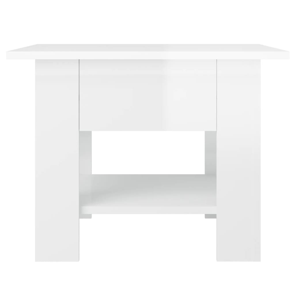 Coffee Table High Gloss White 55x55x42 cm Engineered Wood