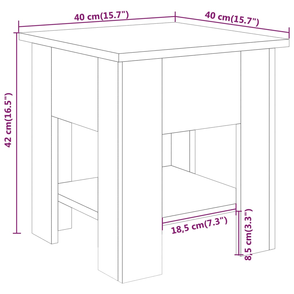 Coffee Table High Gloss White 40x40x42 cm Engineered Wood