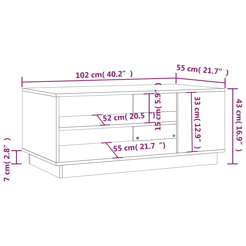 Coffee Table Black 102x55x43 cm Engineered Wood