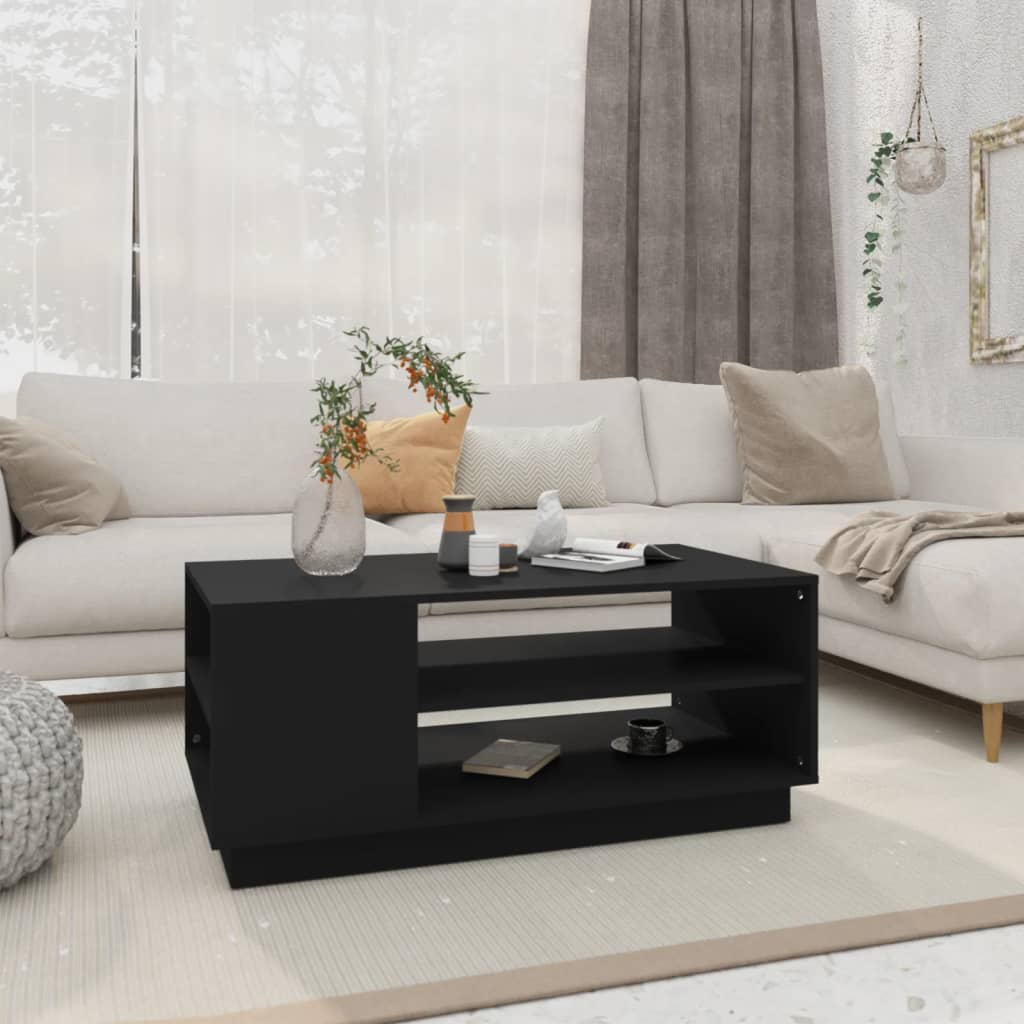 Coffee Table Black 102x55x43 cm Engineered Wood