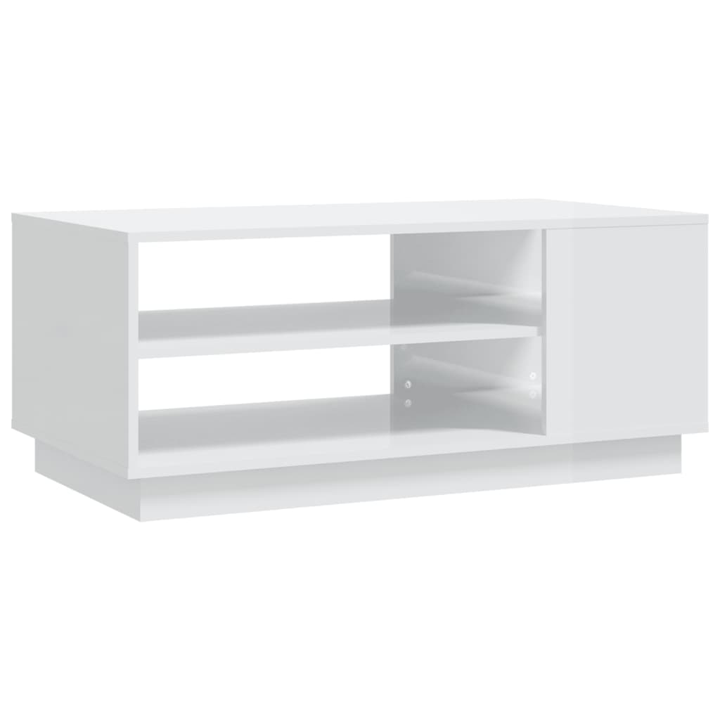 Coffee Table High Gloss White 102x55x43 cm Engineered Wood