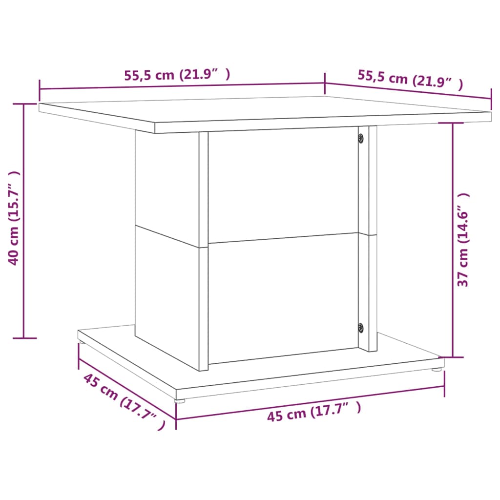 Coffee Table High Gloss White 55.5x55.5x40 cm Engineered Wood