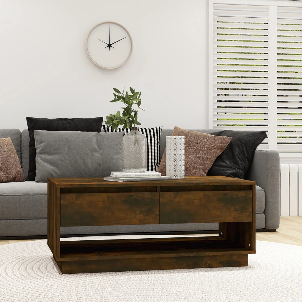 Coffee Table Smoked Oak 102.5x55x44 cm Engineered Wood