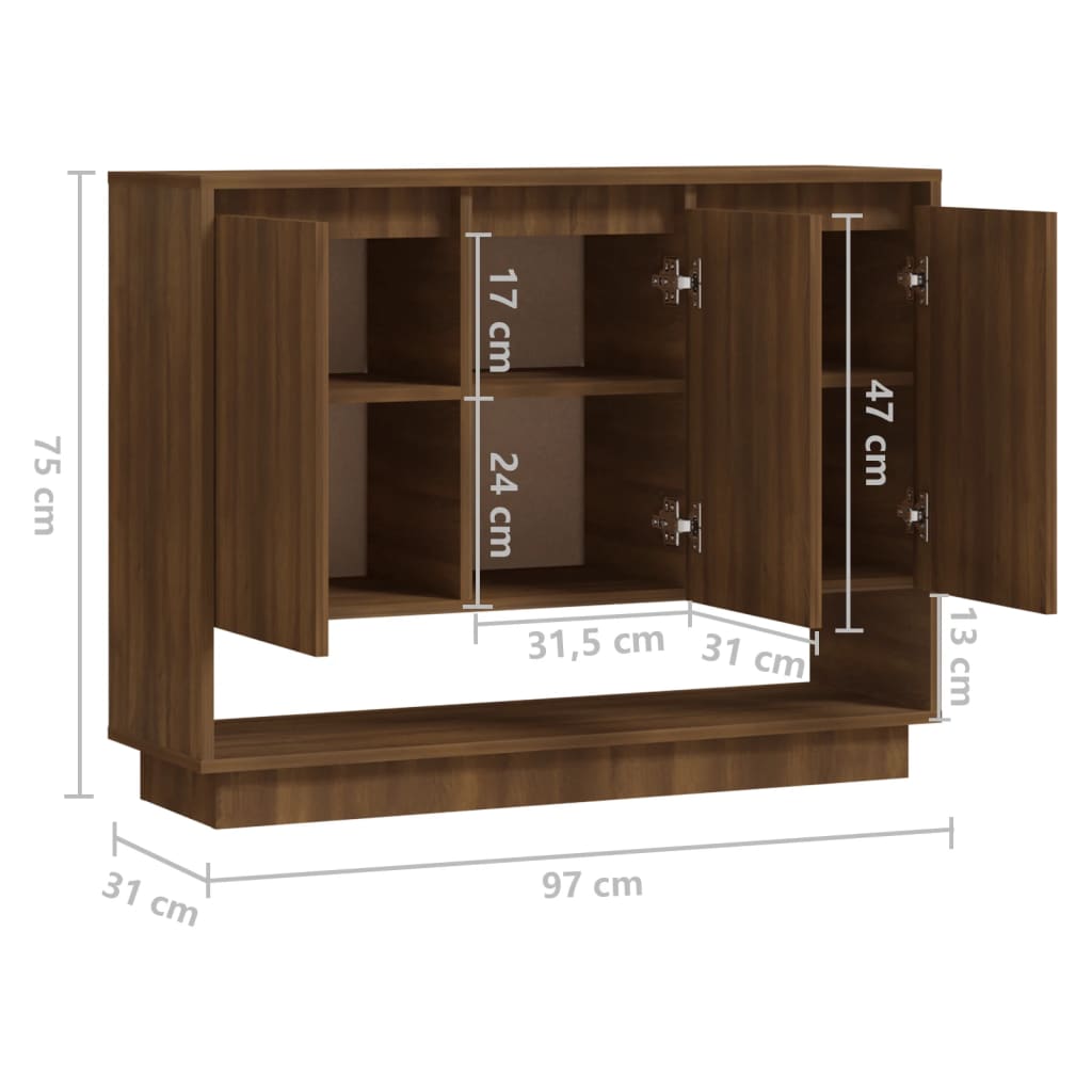 Sideboard Brown Oak 97x31x75 cm Engineered Wood