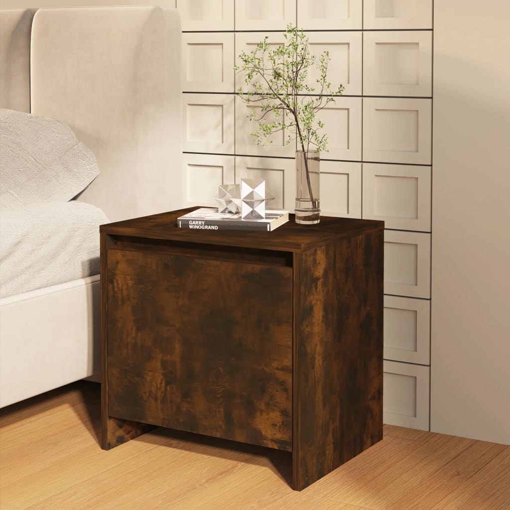 Bedside Cabinet Smoked Oak 45x34x44.5 cm Engineered Wood