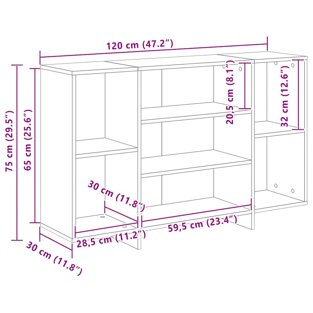 Sideboard Grey Sonoma 120x30x75 cm Engineered Wood