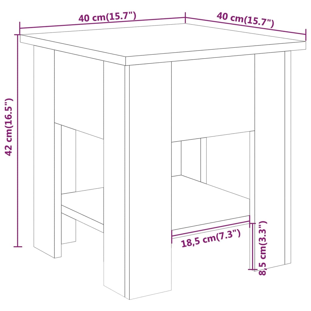 Coffee Table Smoked Oak 40x40x42 cm Engineered Wood