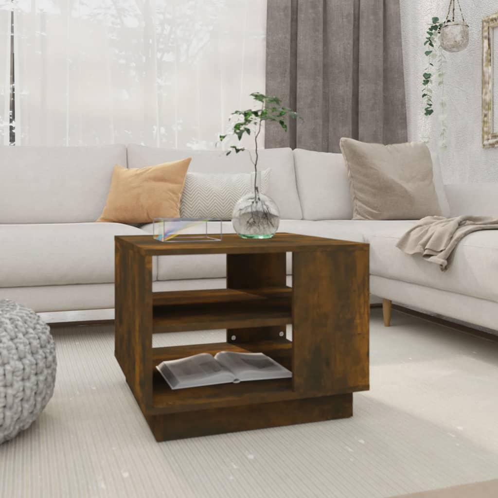 Coffee Table Smoked Oak 55x55x43 cm Engineered Wood